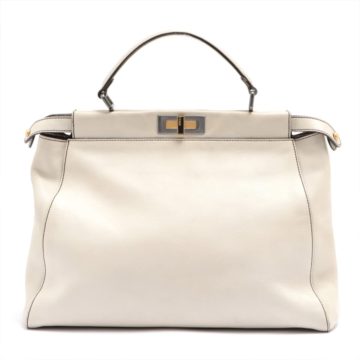 Fendi Peek-a-boo Large Leather 2way handbag Ivory 8BN210