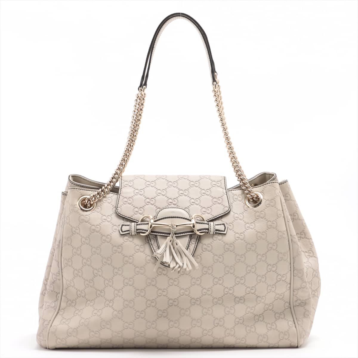 Gucci Guccissima Leather Chain shoulder bag Ivory 336757