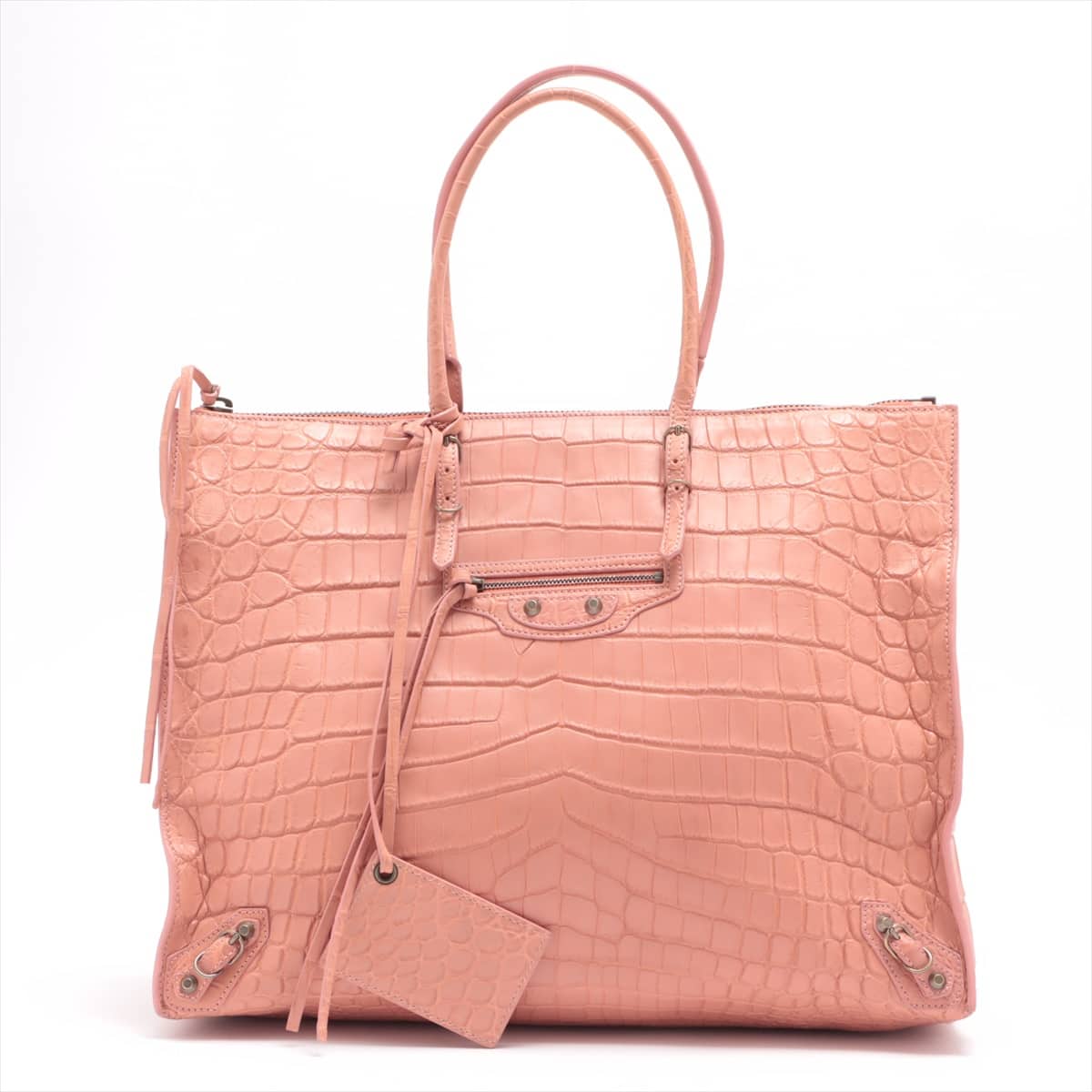 Balenciaga The paper Moc croc Hand bag Pink 515859 With mirror