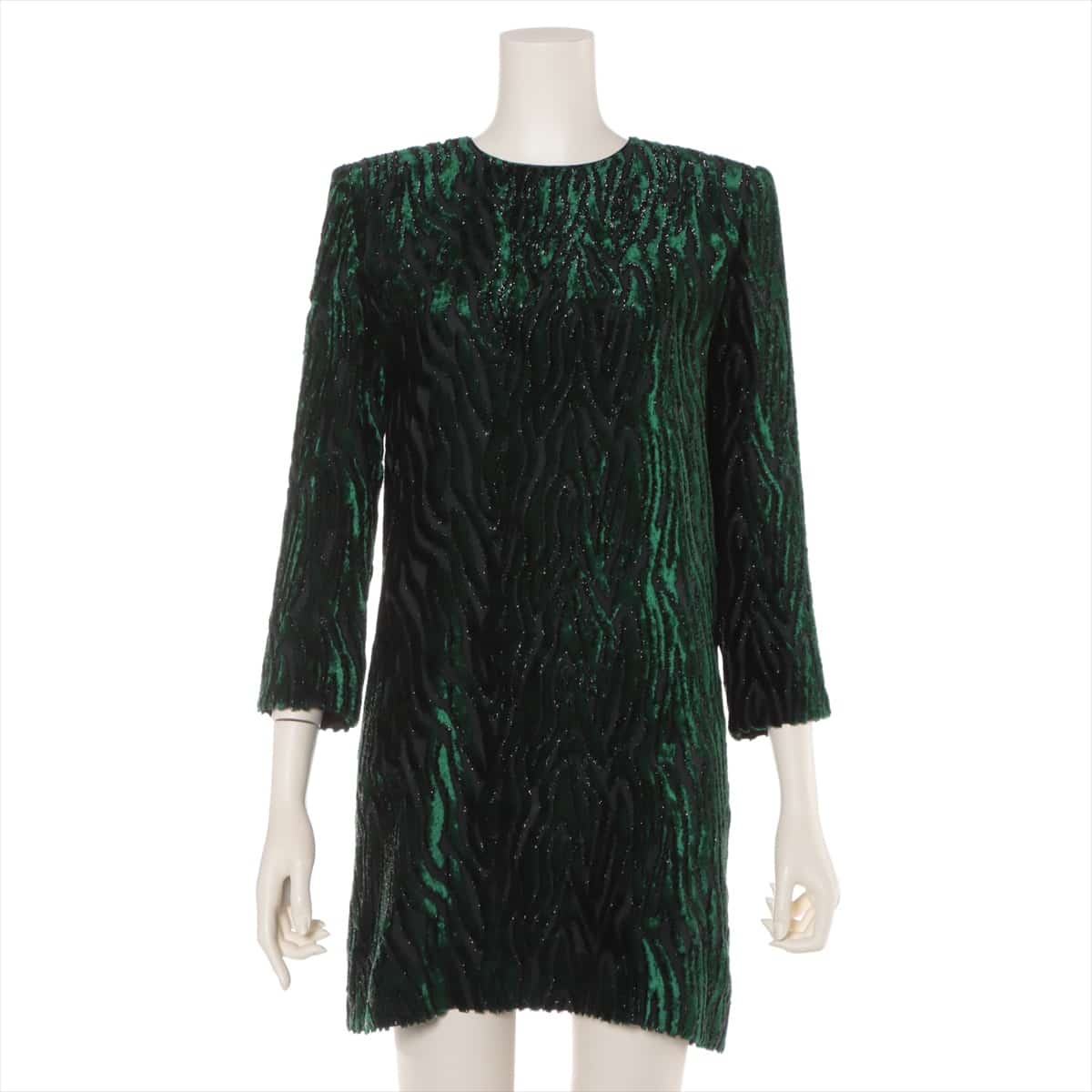 Saint Laurent Paris 20 years Rayon × Silk Dress F36 Ladies' Green x black  624474