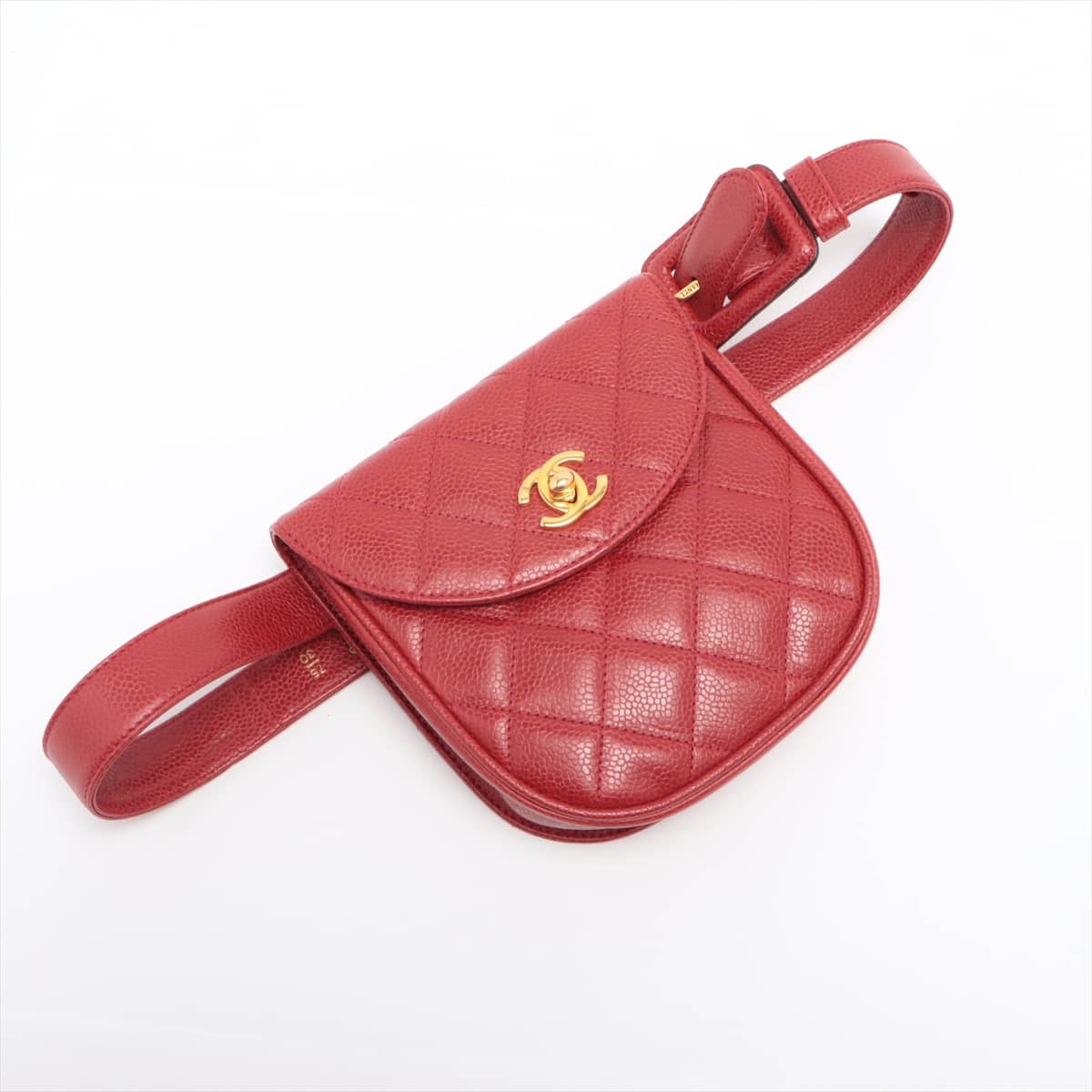 Chanel Matelasse Caviarskin Waist bag Red Gold Metal fittings 4XXXXXX Belt 75/30