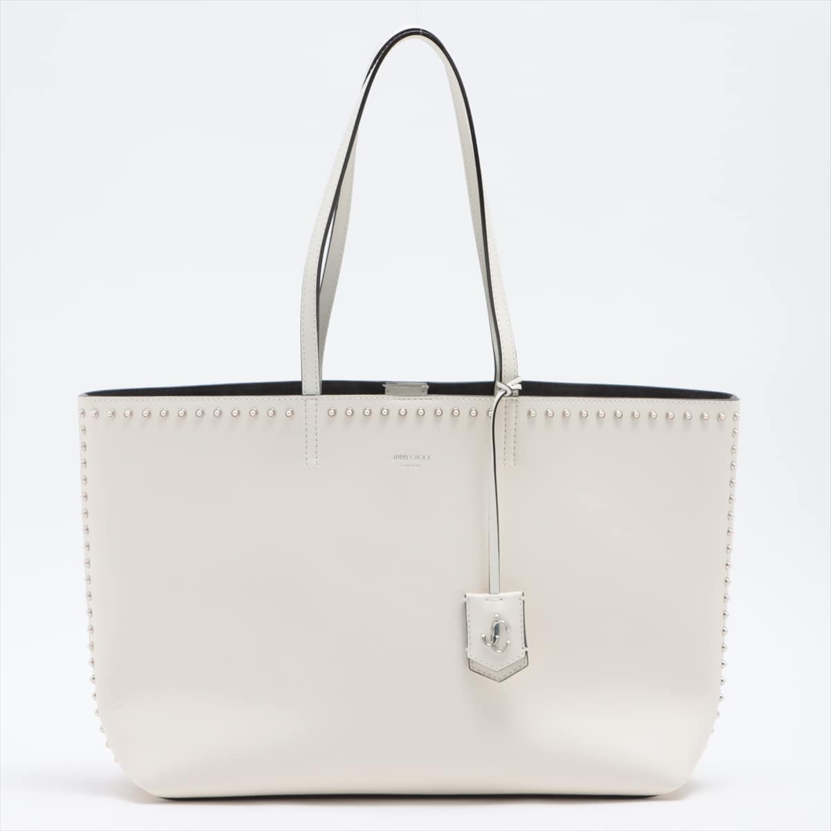 Jimmy Choo leather x studs Tote bag White with pouch