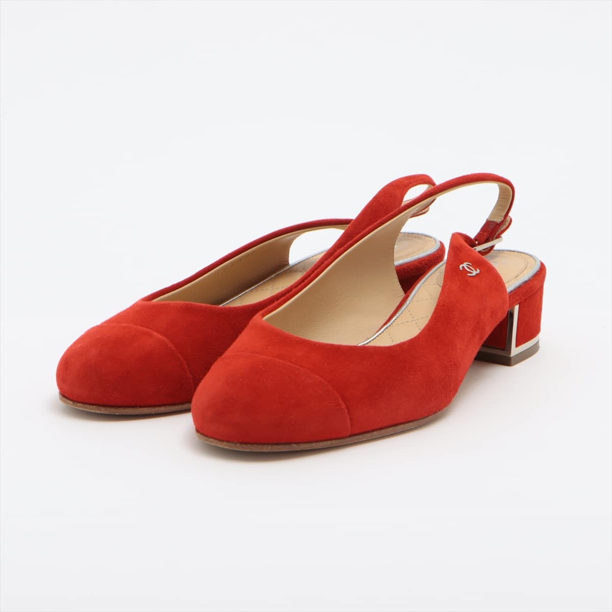 Chanel Coco Mark Suede Pumps 36 1/2C Ladies' Red G31662