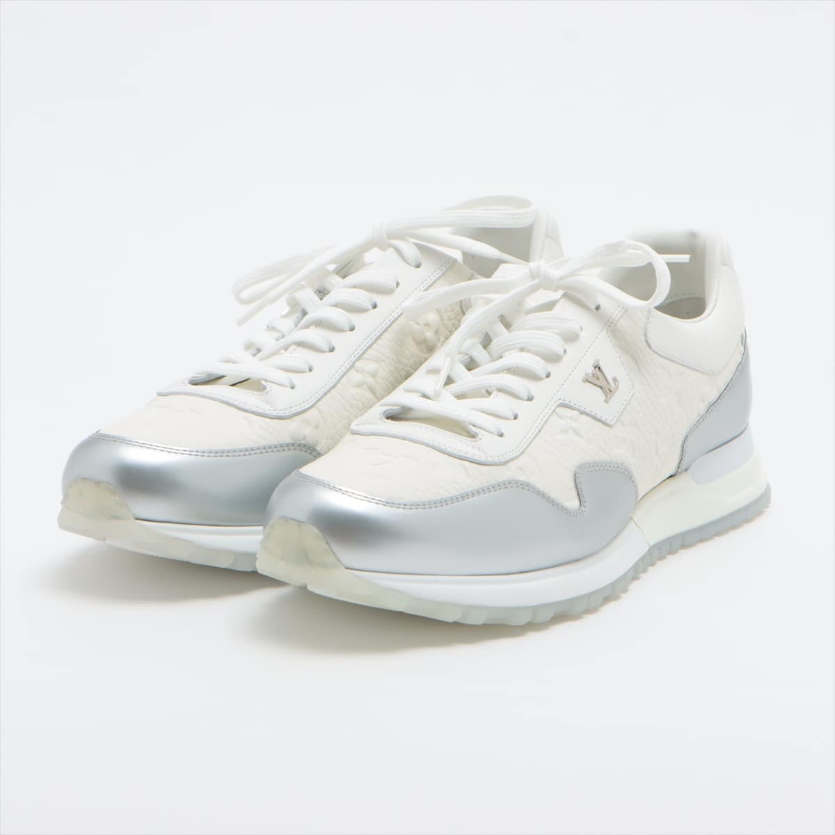 Louis Vuitton Runaway line 21SS PVC & leather Sneakers 7 Men's White x silver Monogram GO0241 1A8V4L
