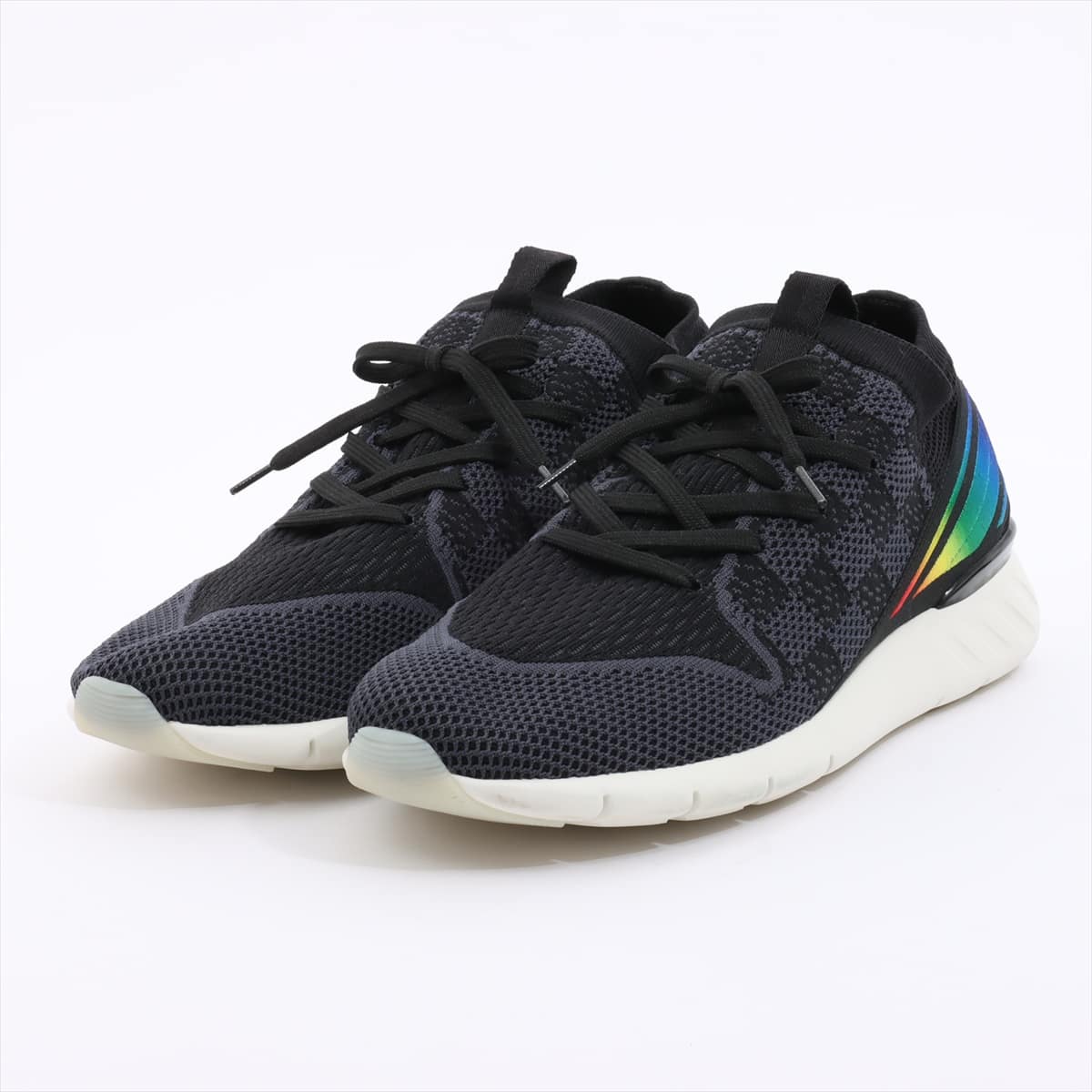 Louis Vuitton Fast lane line 20SS Knit Sneakers 7 1/2 Men's Black x Navy Damier graphite
