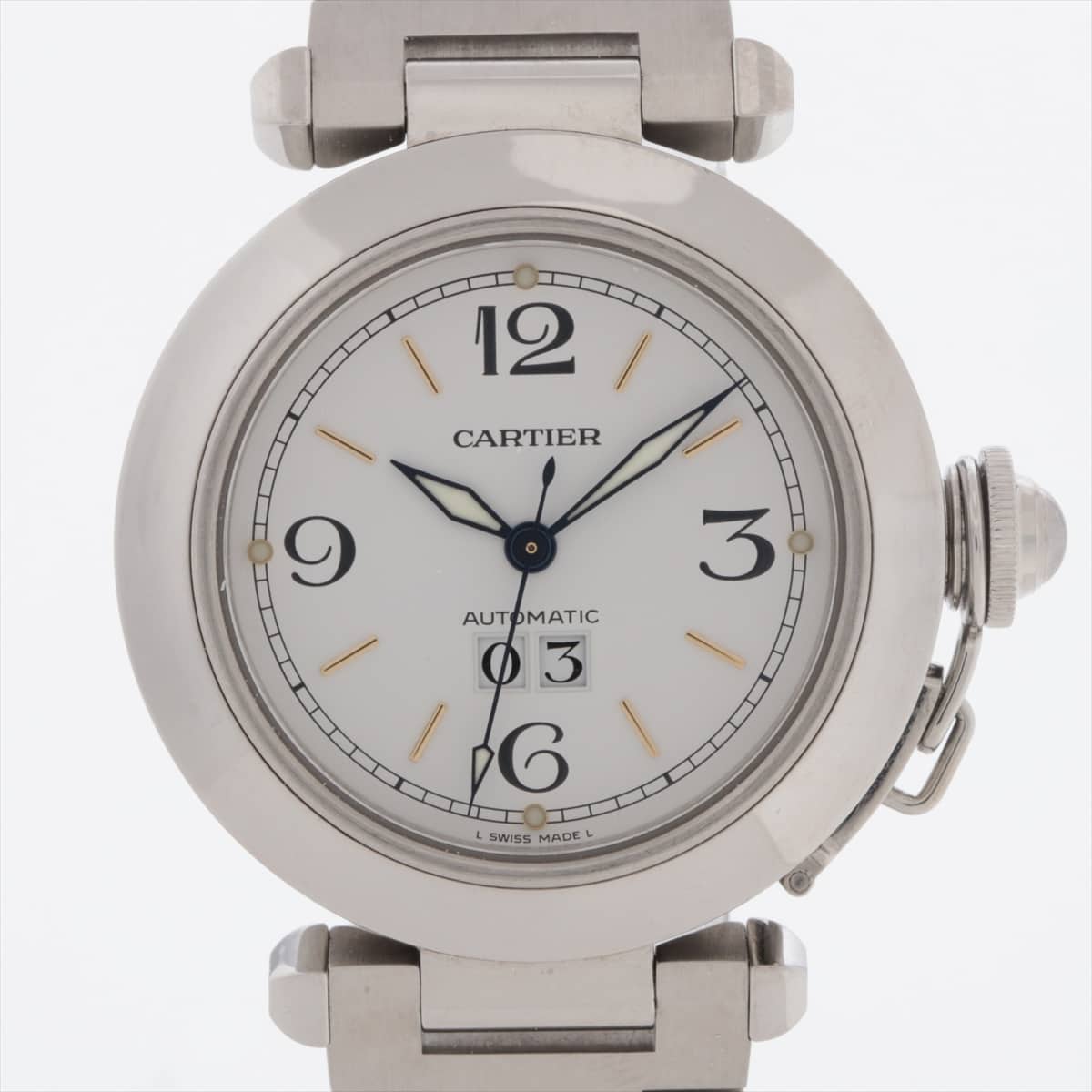 Cartier Pasha C Big date W31044M7 SS AT Silver-Face Extra Link 4