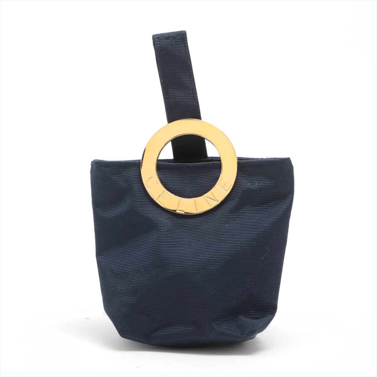 CELINE Circle logo Nylon Mini Hand bag Navy blue