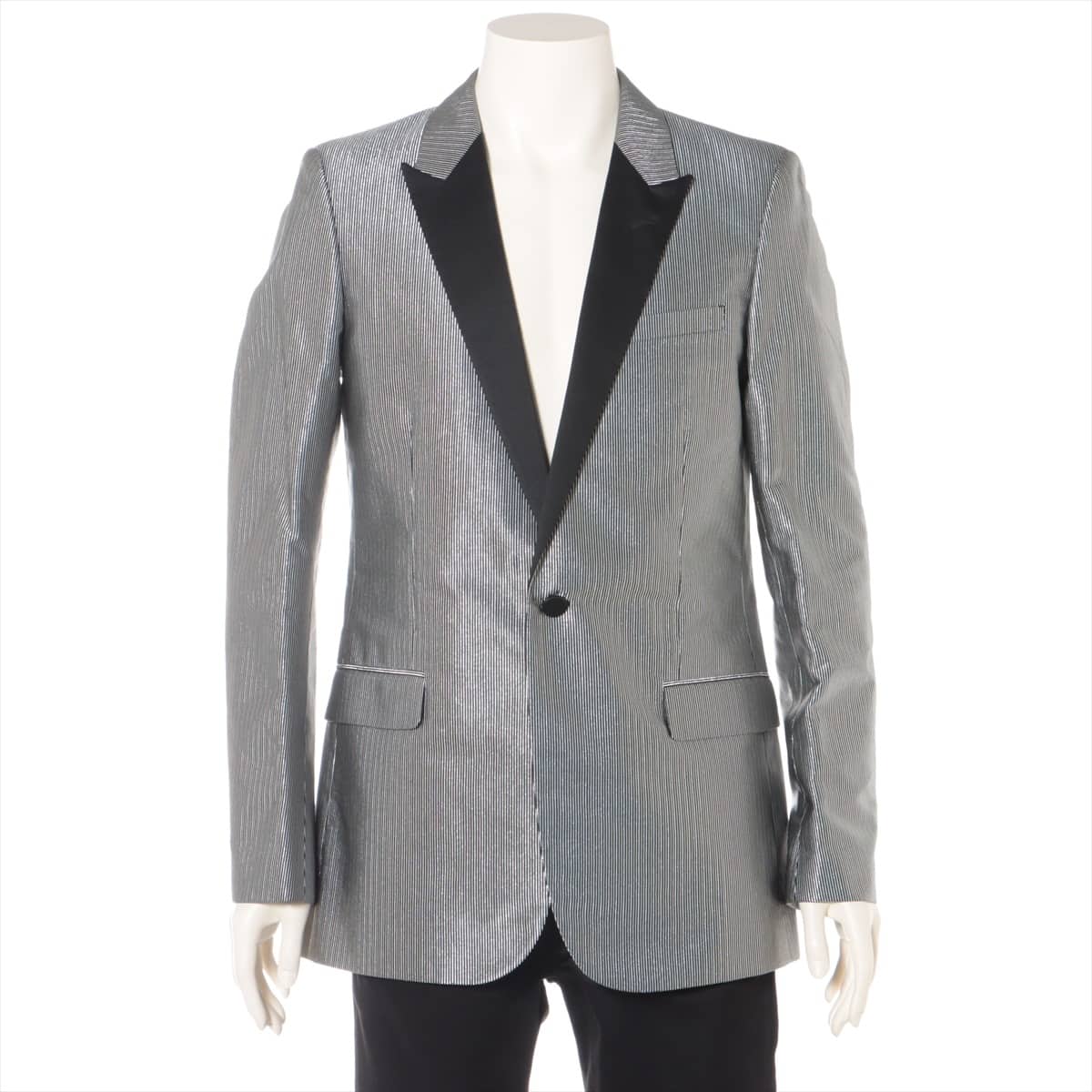 Saint Laurent Paris 13AW Silk × Polyester Tailored jacket 50 Men's Black × Silver  326806 Eddy