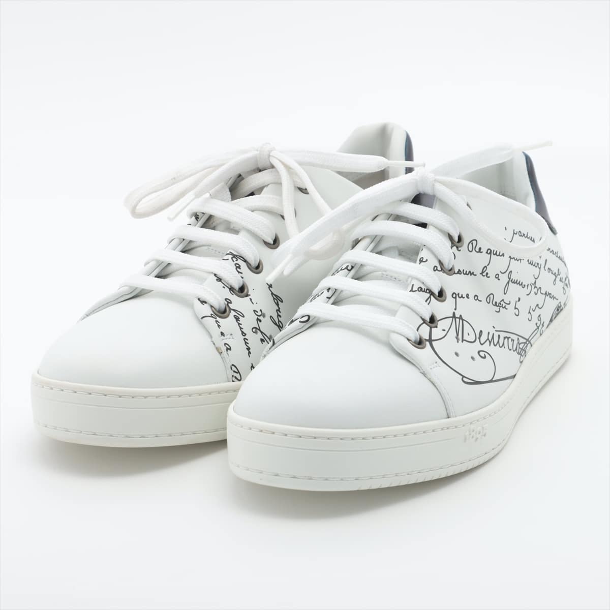 Berluti Leather Sneakers 7 1/2 Men's White playtime Scrit S5304-001 PALERMO 2