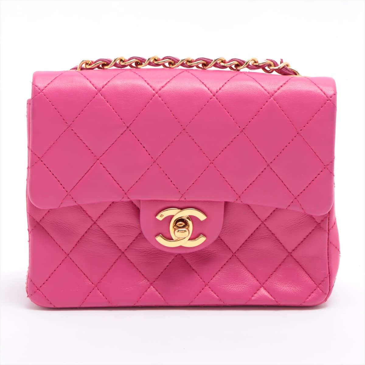 Chanel Mini Matelasse Lambskin Single flap single chain bag Pink Gold Metal fittings 0 series