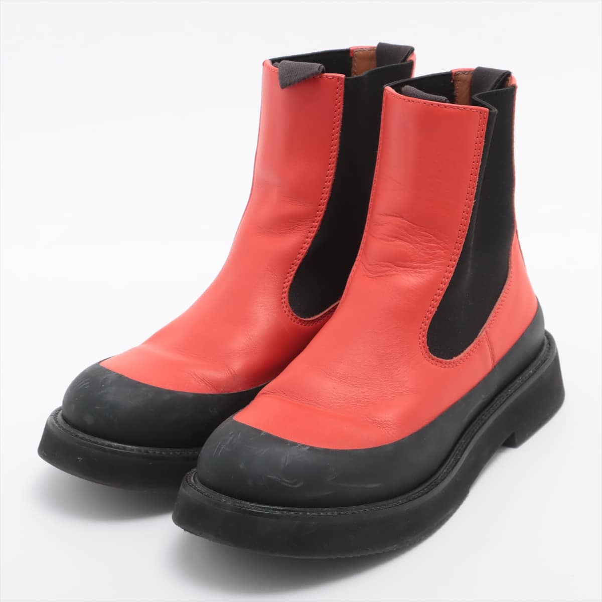 CELINE Phoebe Leather × Rubber Side Gore Boots 37 Ladies' Red x Black
