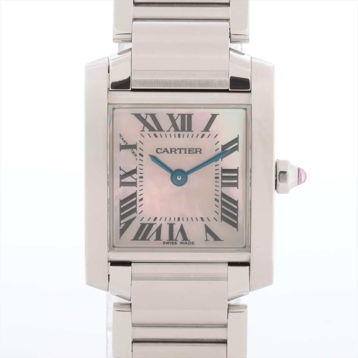 [Chrono] Cartier Tank Francaise SM W51028Q3 SS QZ Pink MOP dial Extra Link 1 Shell scratches