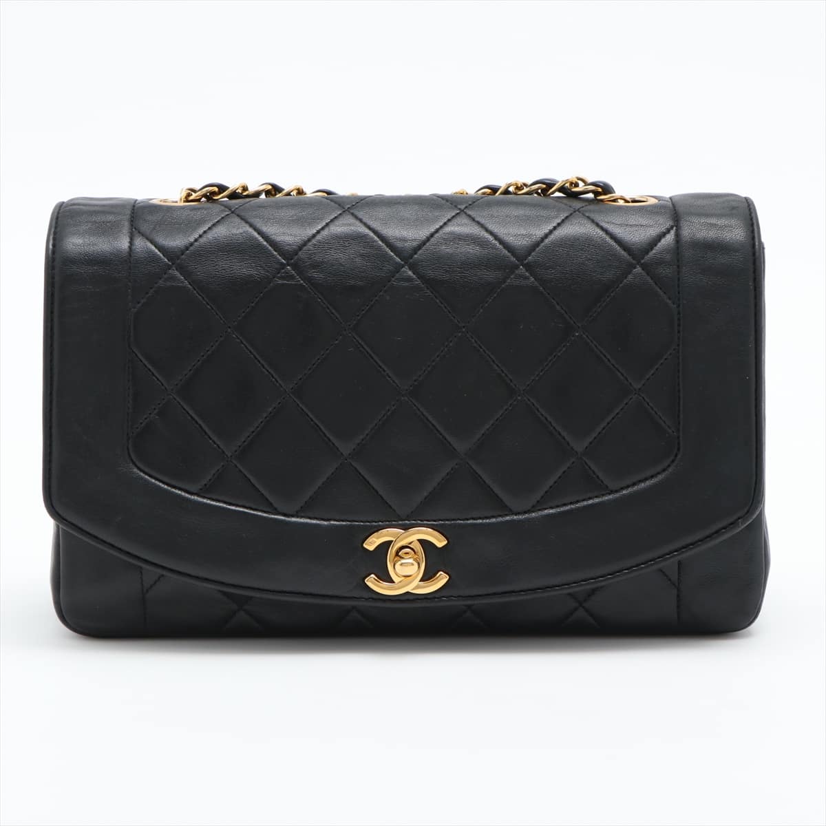 Chanel Matelasse Lambskin Single flap single chain bag Diana Black Gold Metal fittings 2XXXXXX