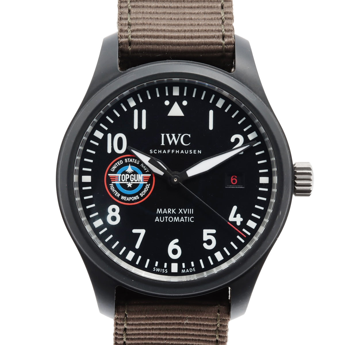 IWC IW324712 CE x nylon AT Black-Face Pilot Watch Mark XVIII TOP GUN “SFTI”