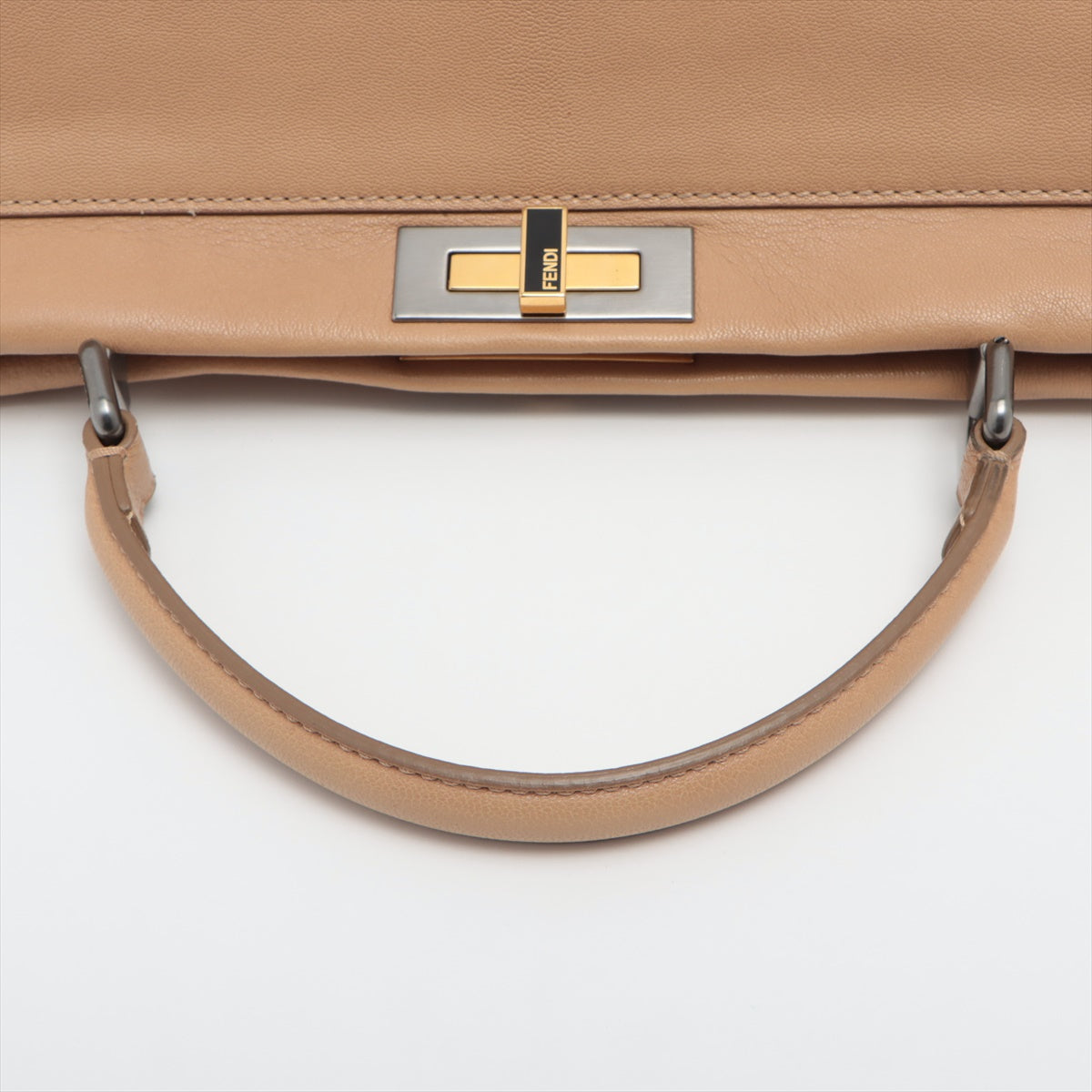 Fendi Peek-a-boo Large Leather 2way handbag Beige 8BN210