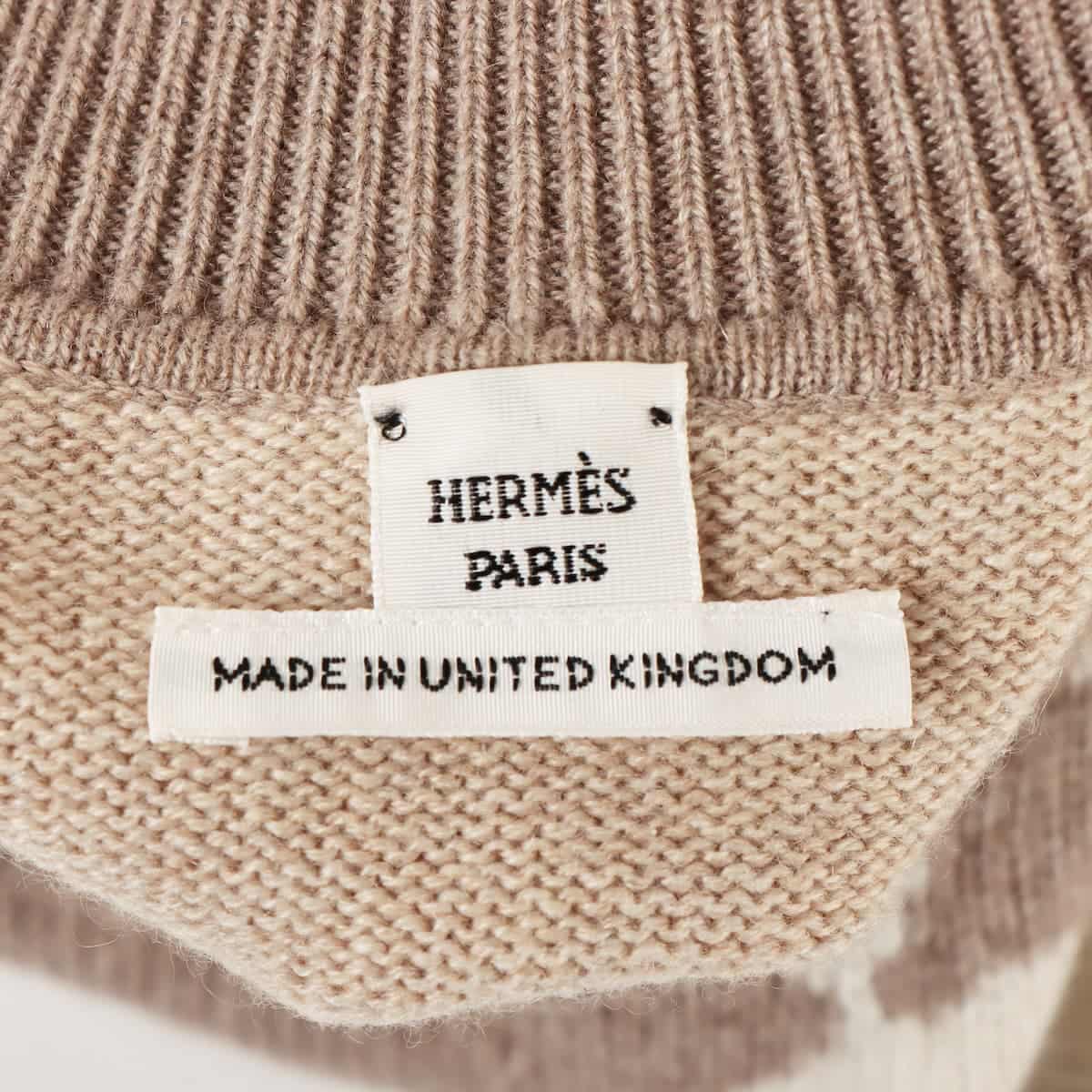 Hermès 21AW Cashmere Knit 34 Ladies' Beige x white