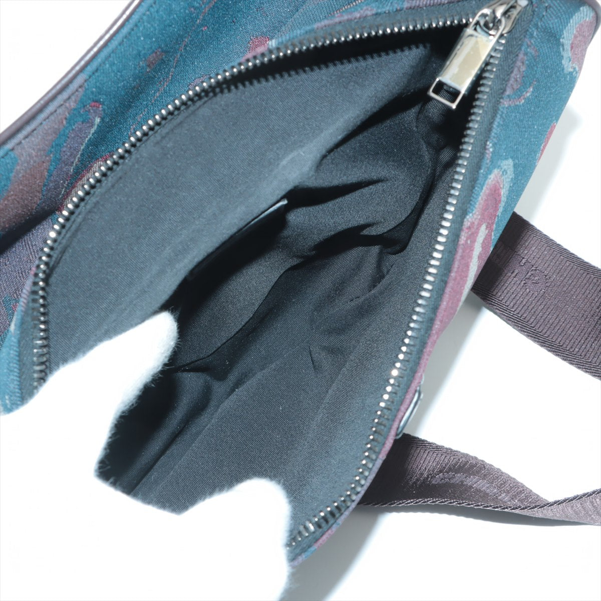 Dior x Peter Doig Saddle Bag Nylon & Leather Sling backpack Brown