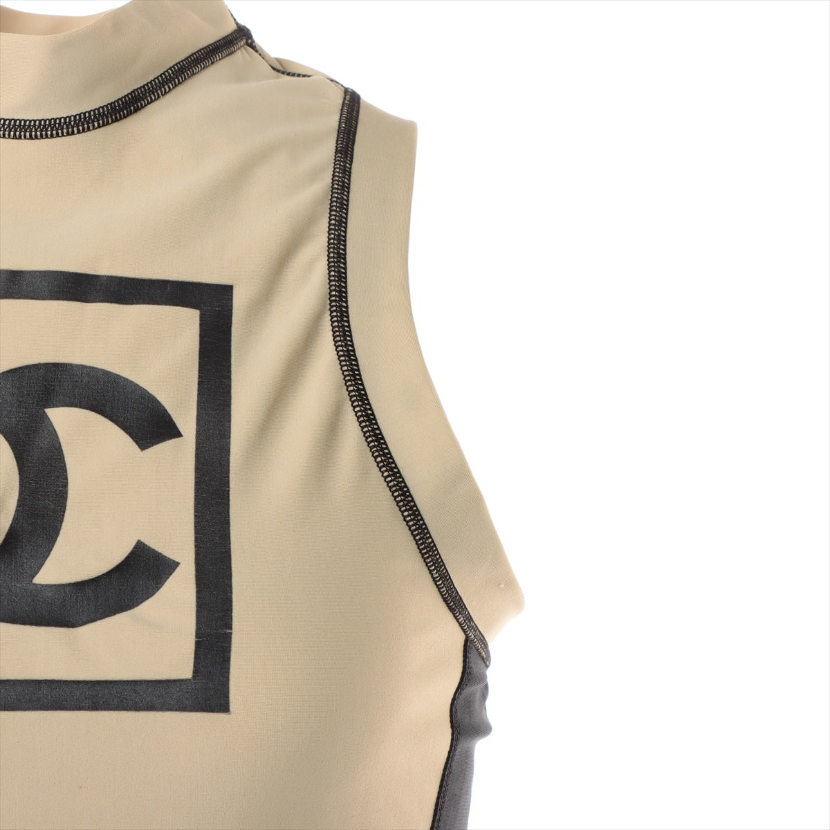 Chanel Coco Mark 03P Nylon Tank top 34 Ladies' black x beige  Logo P20834V01279