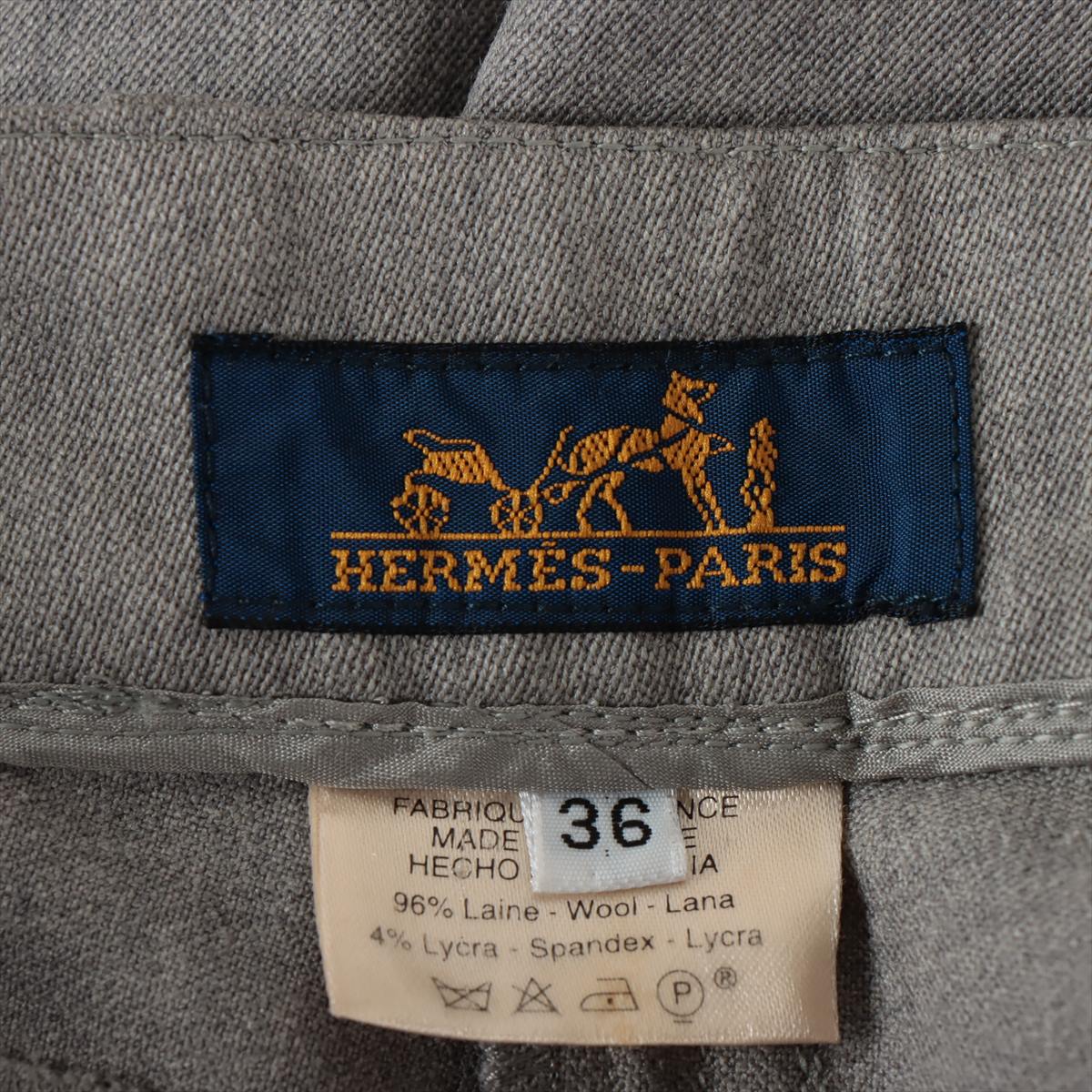Hermès Wool x polyurethane Pants 36 Ladies' Grey