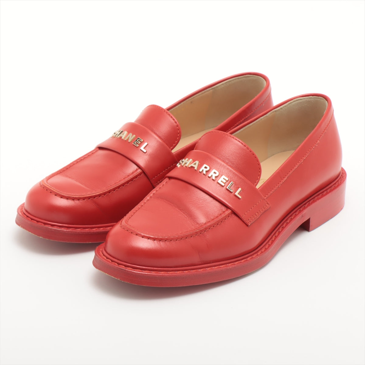 Chanel 19D Calfskin Loafer 38C Ladies' Red Pharrell Williams Collab G34567 There is a box