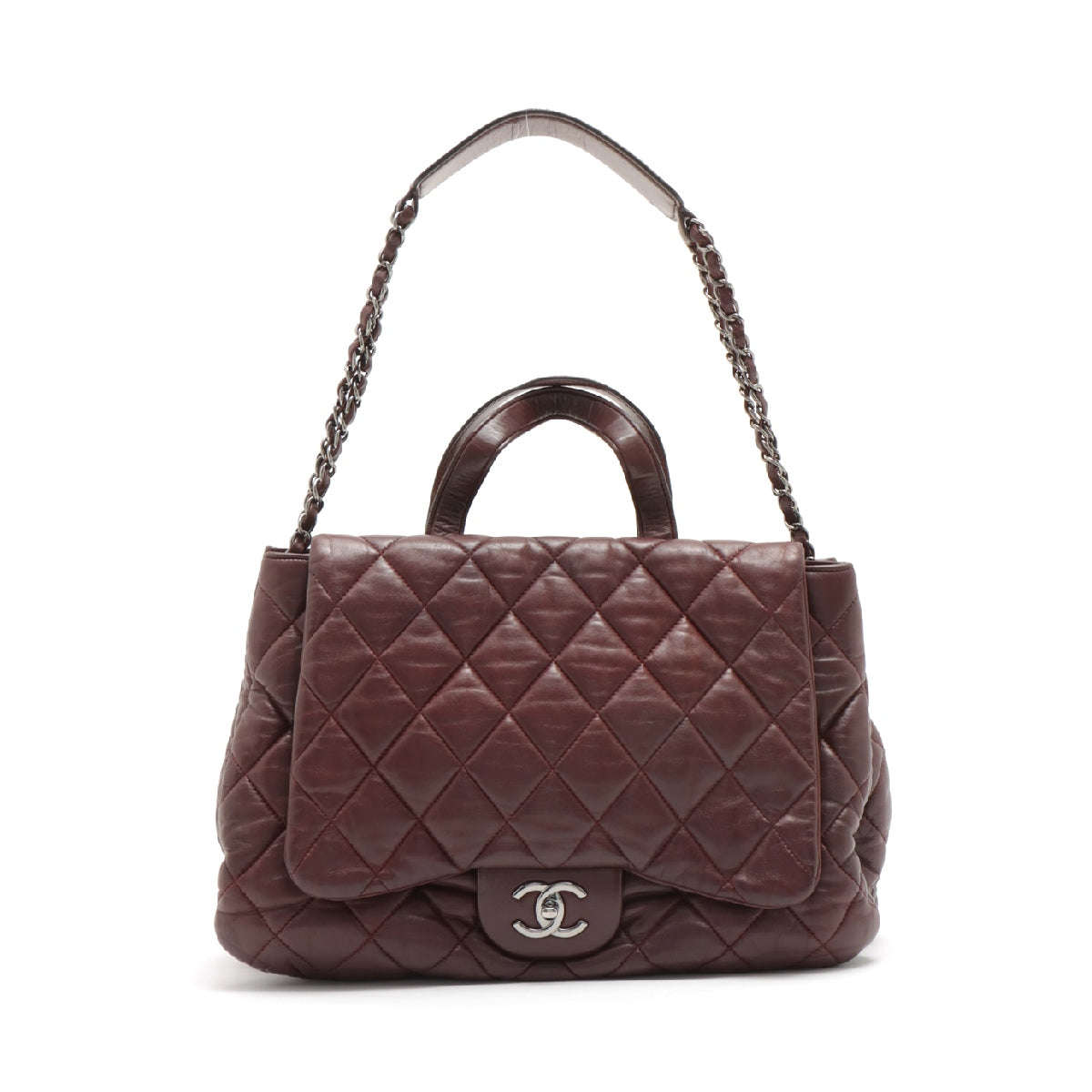 Chanel Matelasse Lambskin 2way handbag Black × Brown Silver Metal fittings 14XXXXXX