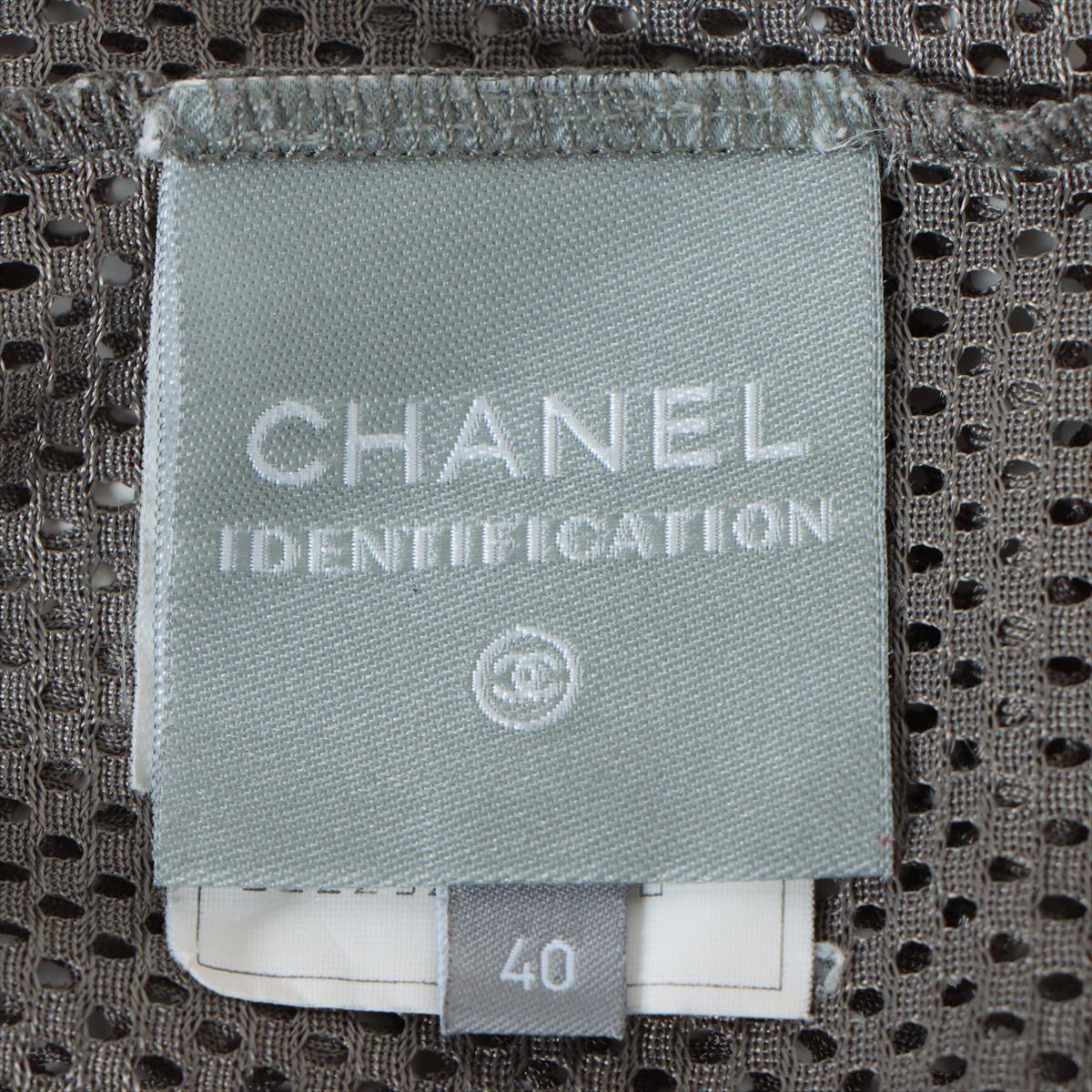 Chanel Sports Coco Mark 03P Polyester Tank top 40 Ladies' Grey  Mesh