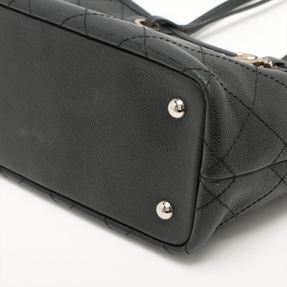 Chanel Matelasse Caviarskin Tote bag Black Silver Metal fittings 19XXXXXX