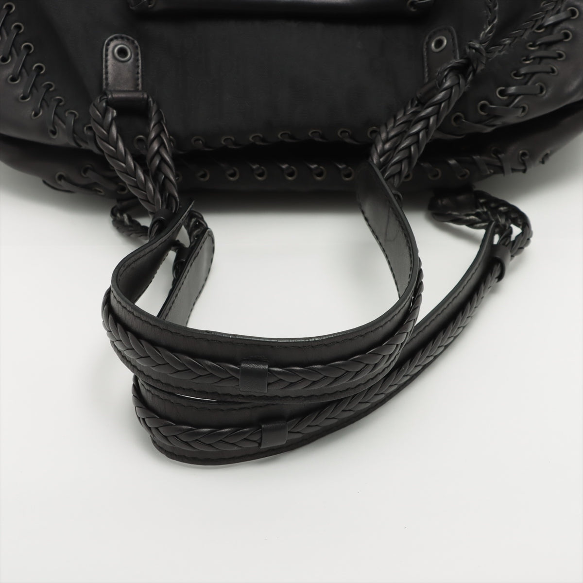 Christian Dior Trotter Nylon & Leather Hand bag Black