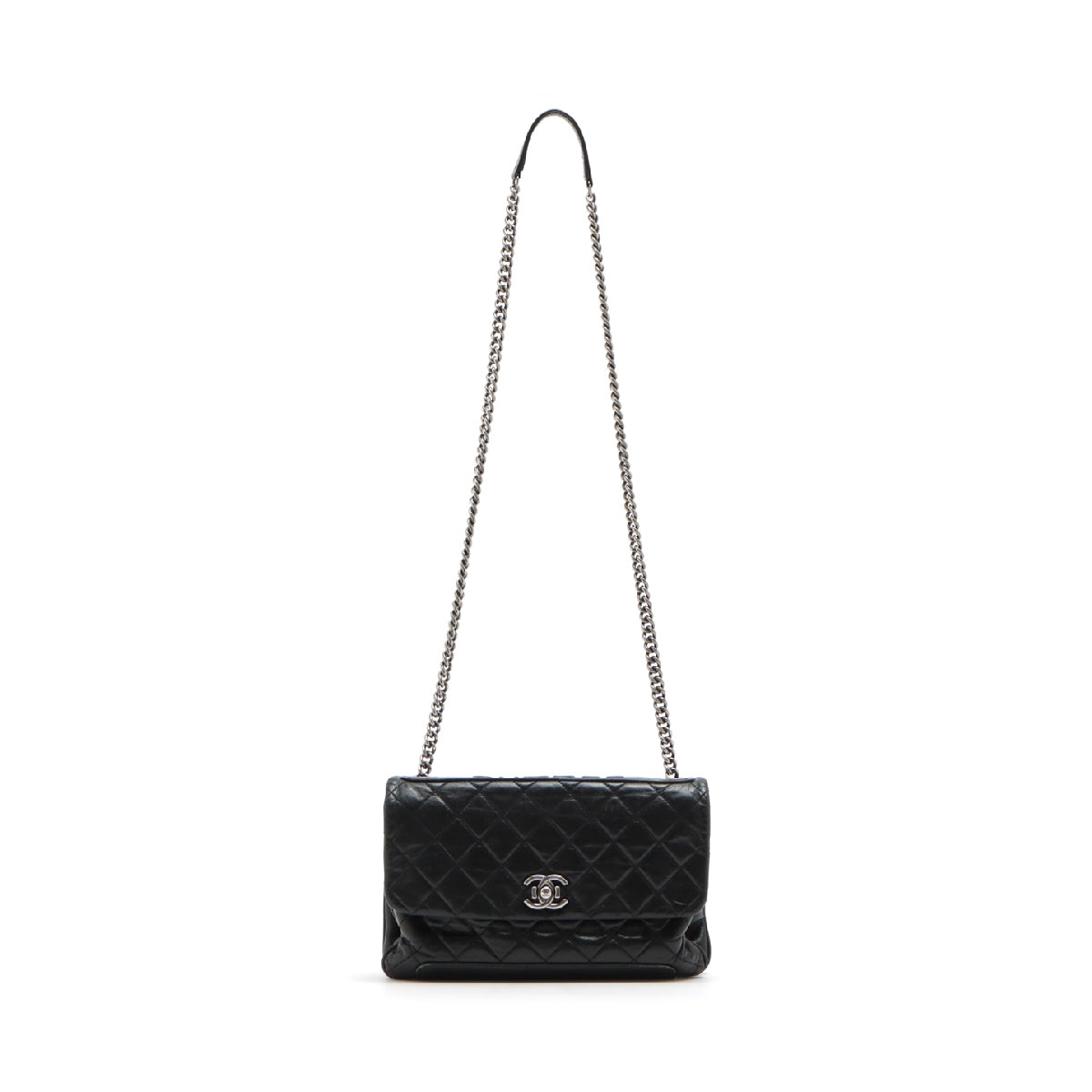 Chanel Matelasse Vintage calf Single flap single chain bag Black Gunmetallic hardware 17XXXXXX