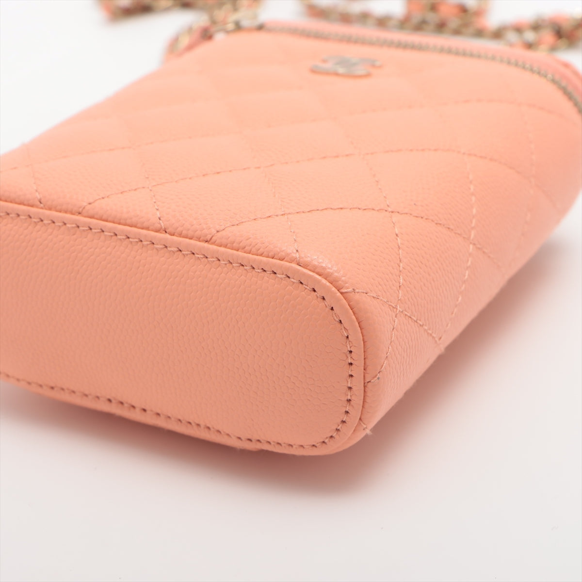 Chanel Matelasse Caviarskin Chain shoulder bag Vanity Pink Gold Metal fittings