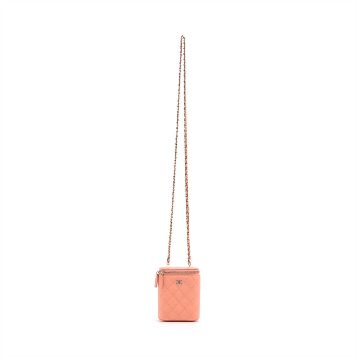 Chanel Matelasse Caviarskin Chain shoulder bag Vanity Pink Gold Metal fittings