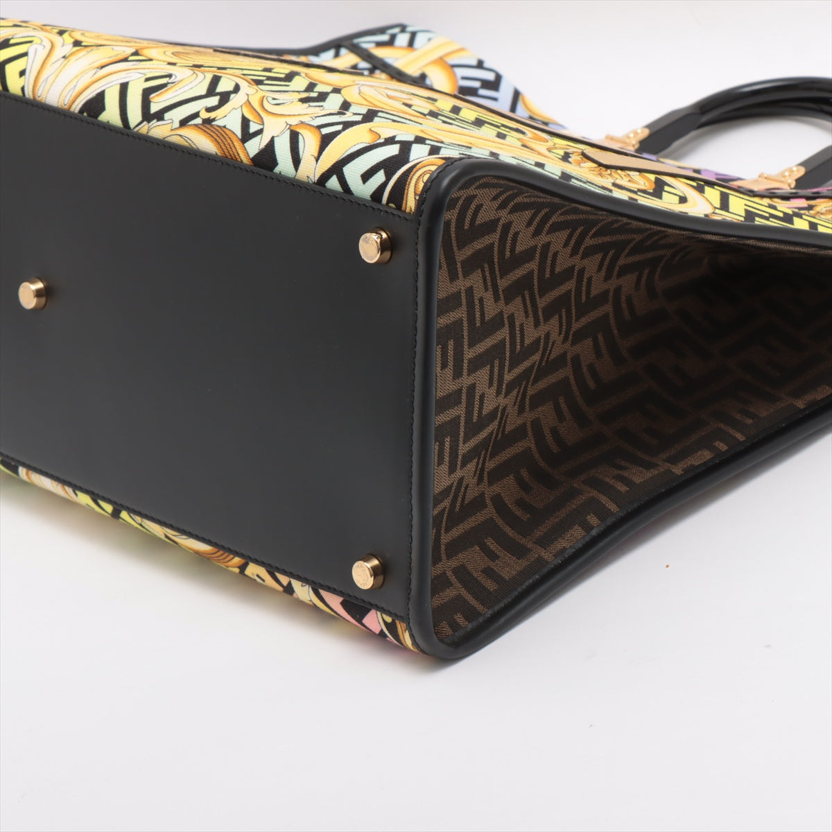 Fendi x Versace Fender Choi Sunshine Canvas & leather Tote bag Multicolor 8BH373