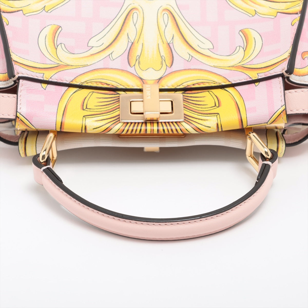 Fendi x Versace Mini Peek-a-boo Leather 2way handbag Pink 8BN244