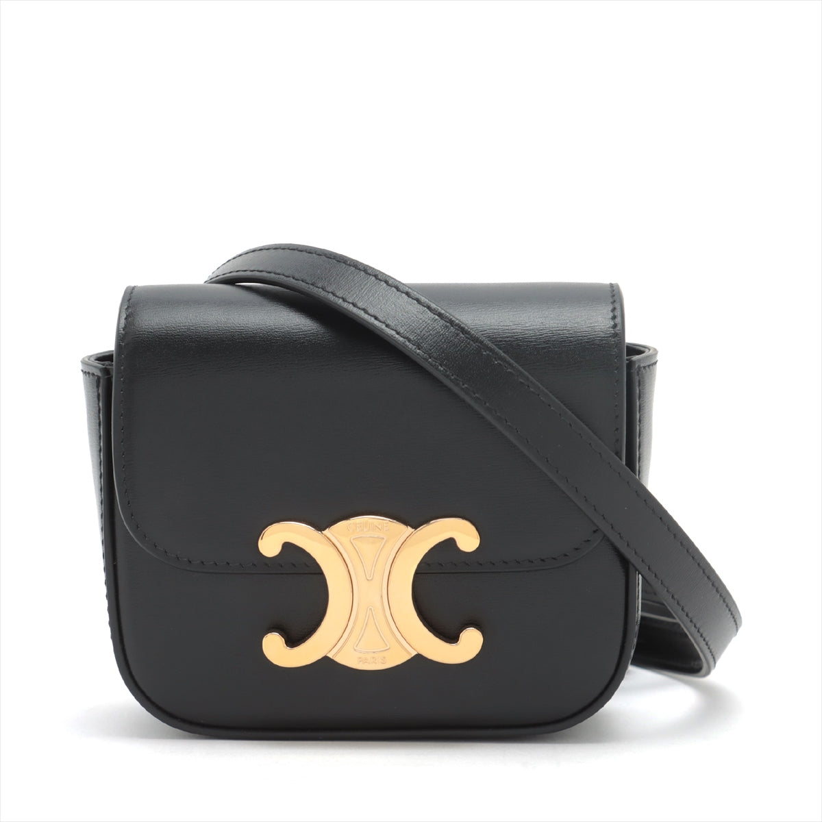 CELINE Mini Triomphe Leather Shoulder bag Black
