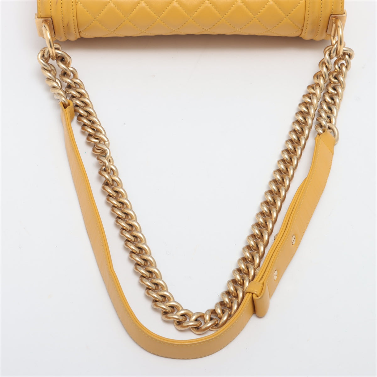 Chanel Boy Chanel Lambskin Chain shoulder bag Yellow gold Gold Metal fittings 21XXXXXX