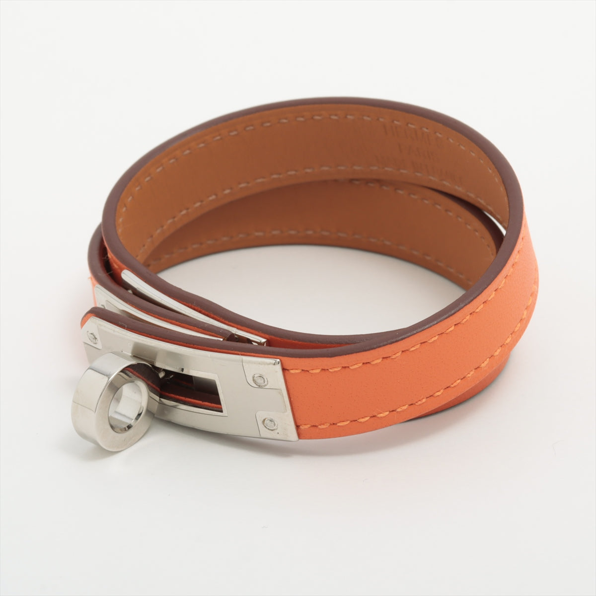 Hermès Kelly Bracelet Dubletour U: 2022 Bracelet T2 GP & Leather Brown x orange