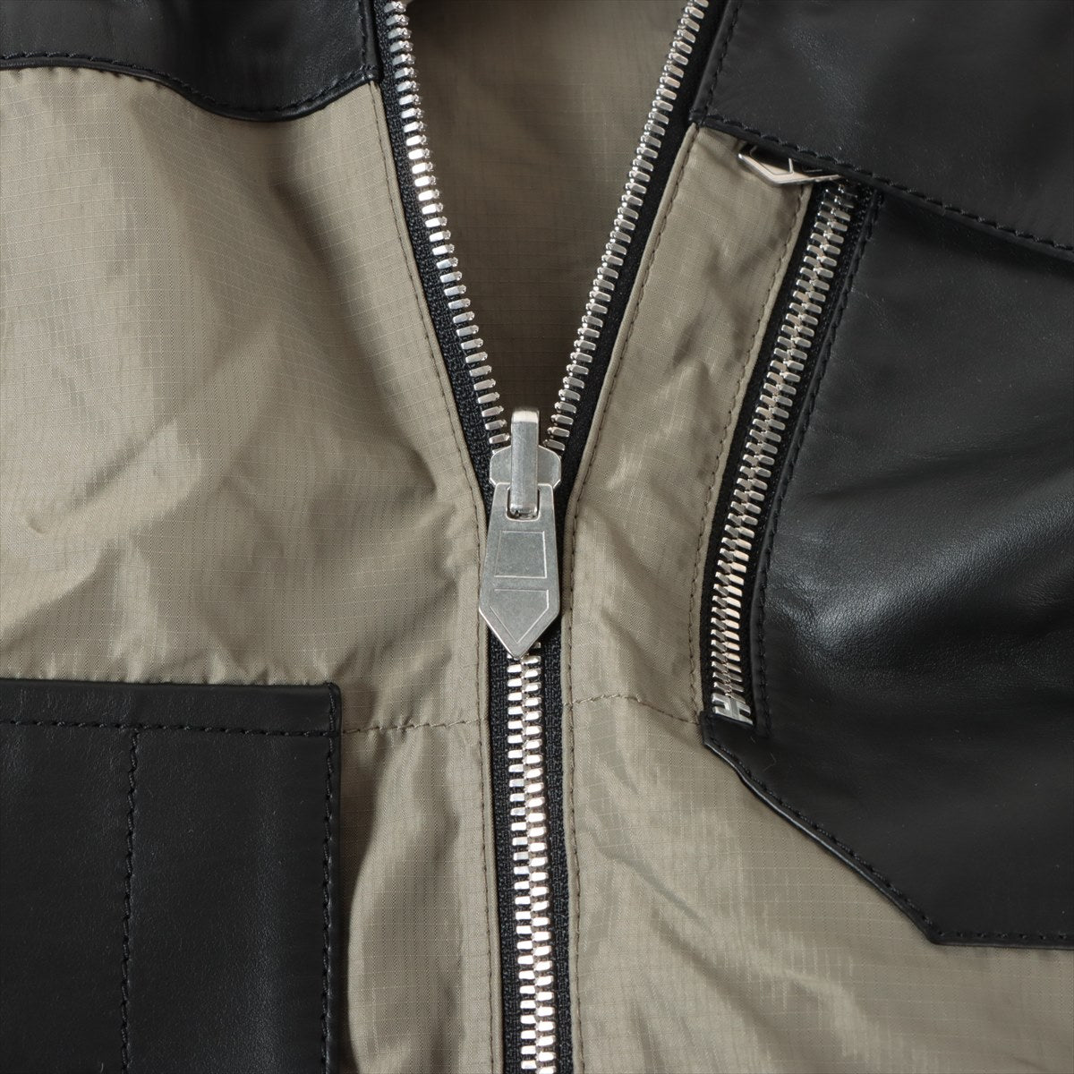 Hermès Nylon & Leather Jacket 48 Men's Black x khaki  Reversible
