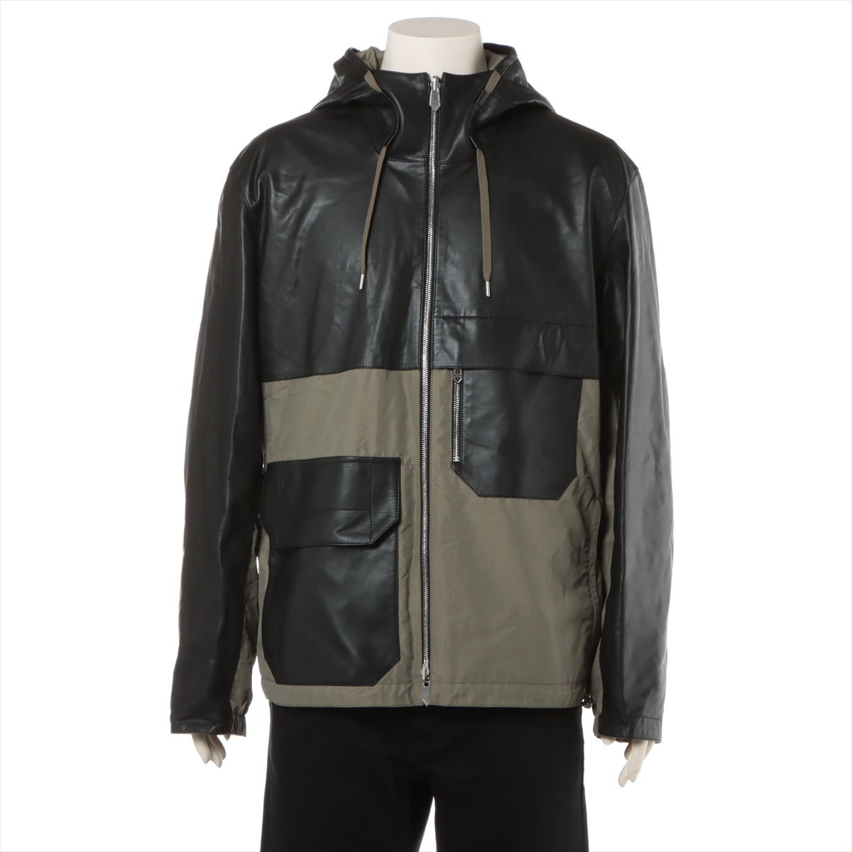 Hermès Nylon & Leather Jacket 48 Men's Black x khaki  Reversible