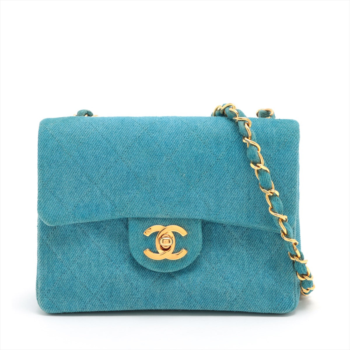 Chanel Mini Matelasse Denim Single flap single chain bag Blue Gold Metal fittings 1XXXXXX