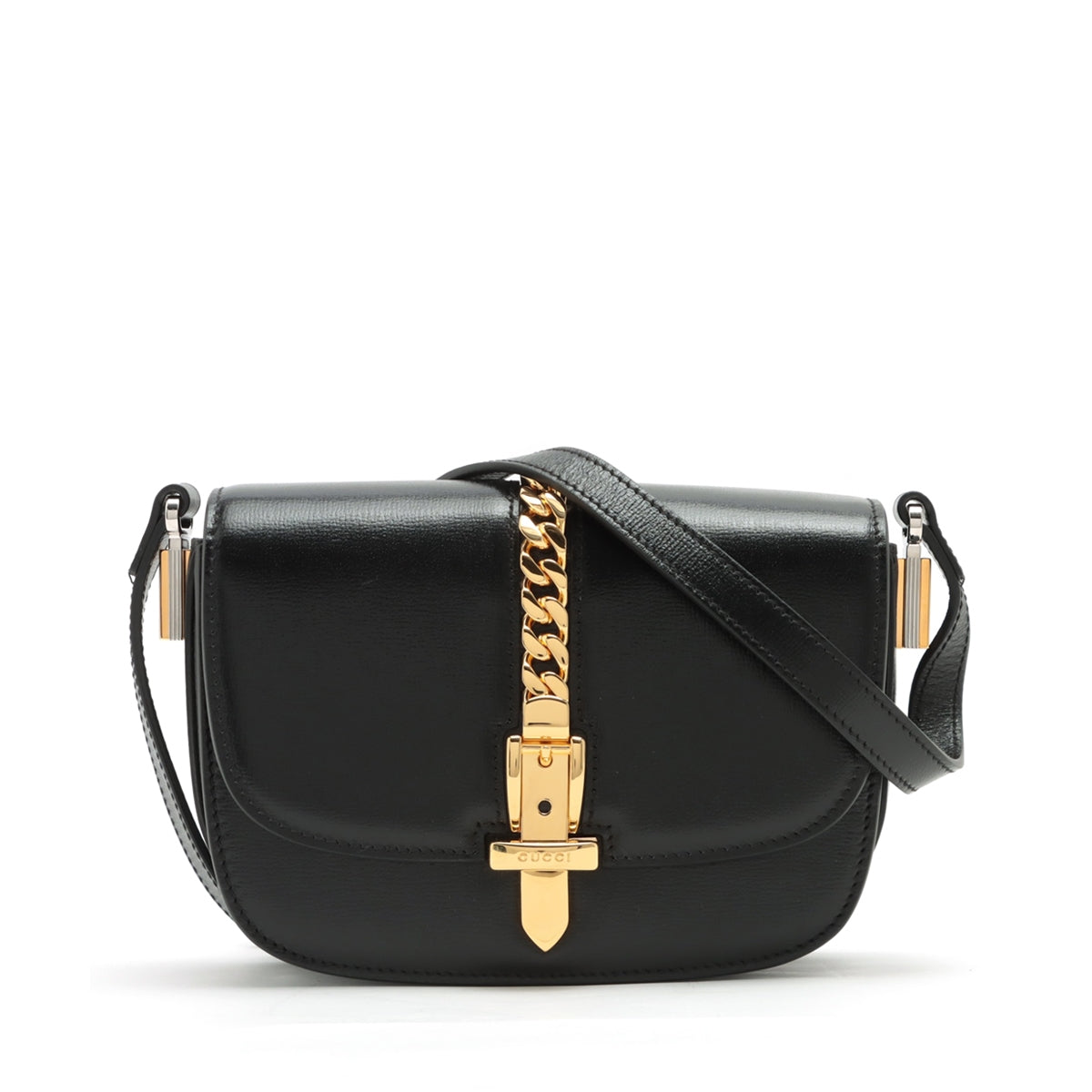 Gucci Sylvie 1969 Leather Shoulder bag Black 615965