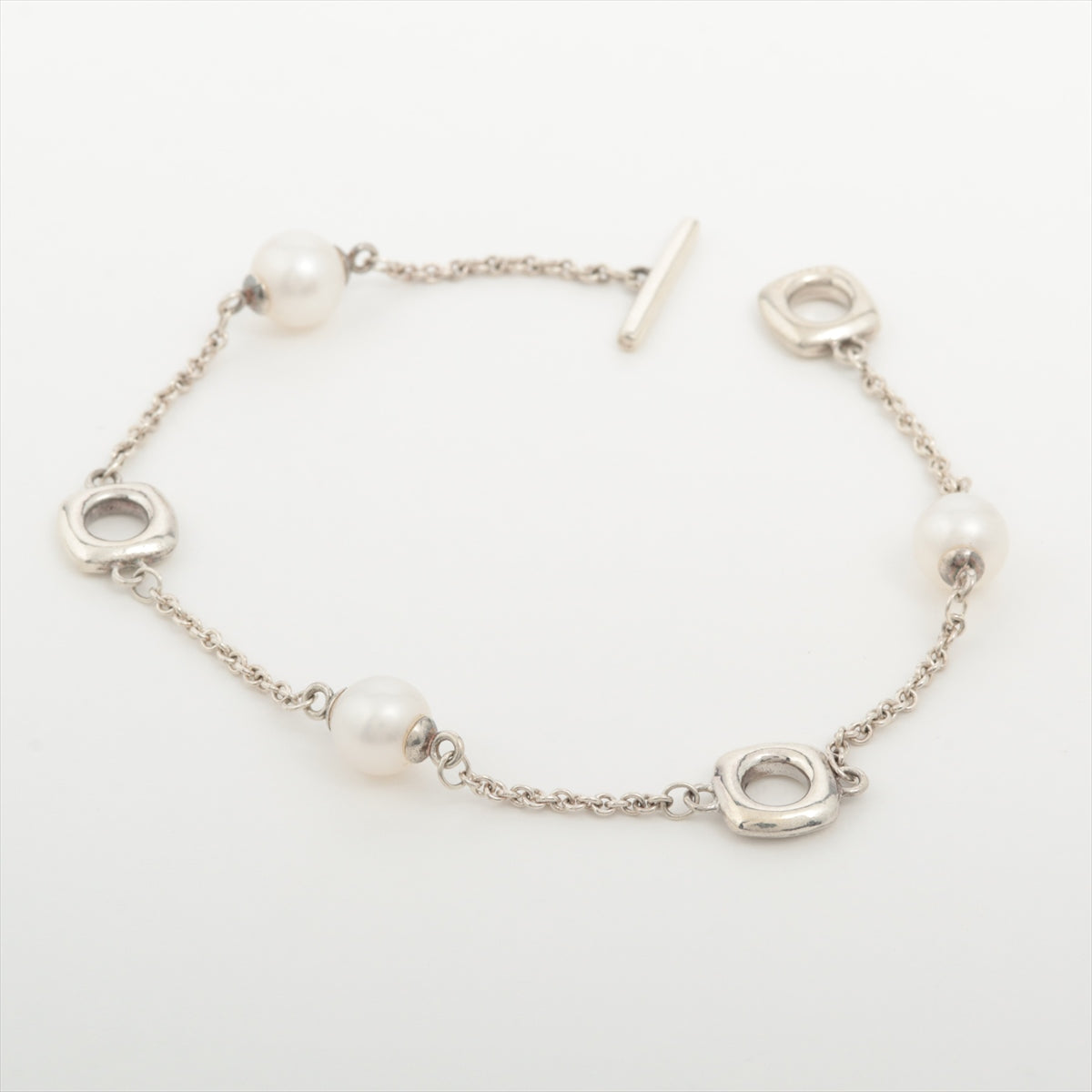 Tiffany open square Bracelet 925 x pearl 5.2g Silver