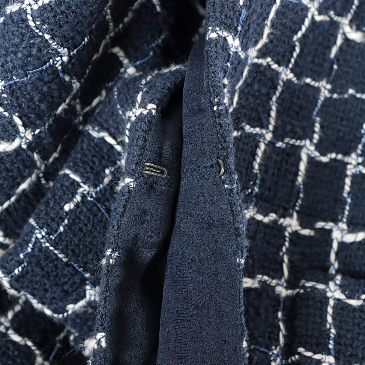 Chanel Coco Button P49 Cotton Collarless jacket 42 Ladies' Navy Blue  P49012 Tweed