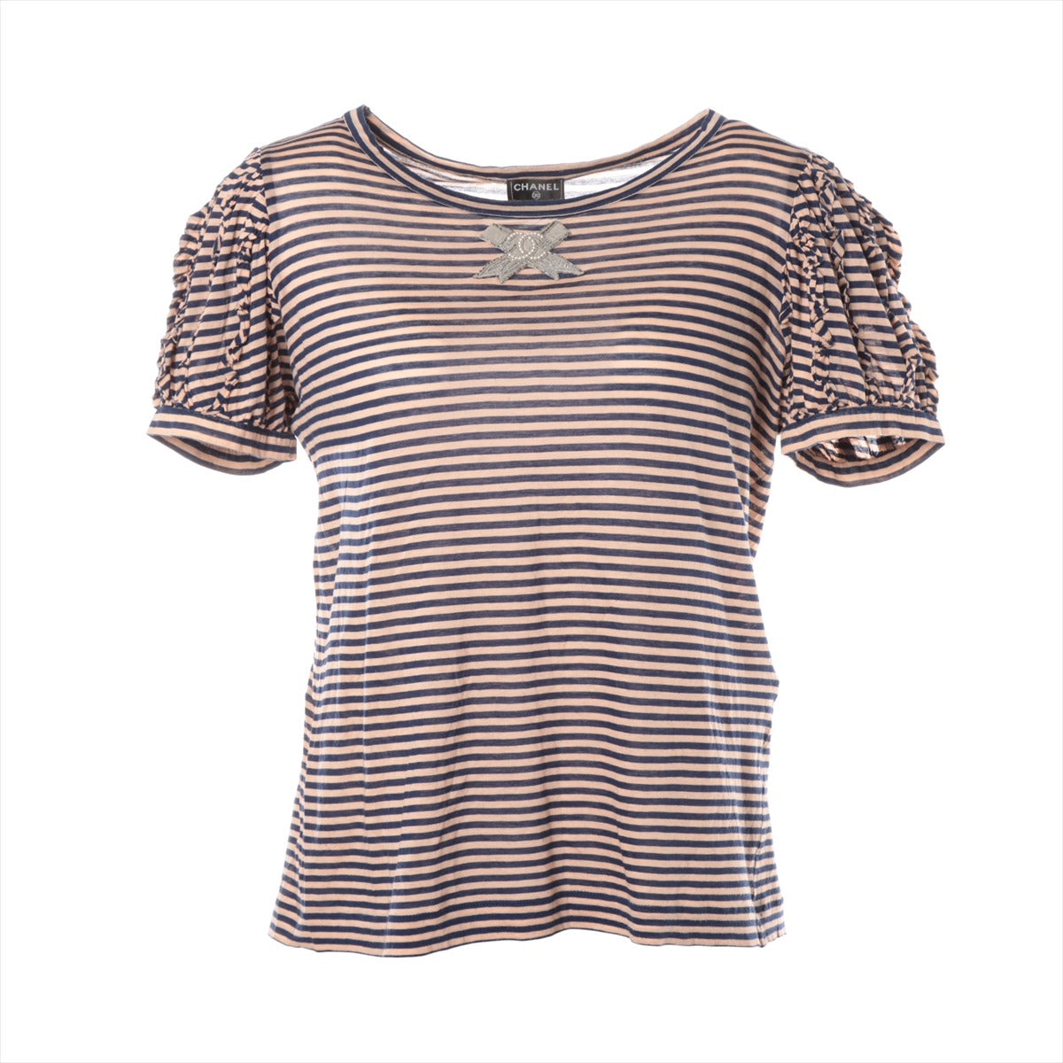 Chanel Coco Mark 09P Cotton T-shirt 40 Ladies' Navy x pink  P35157 borders