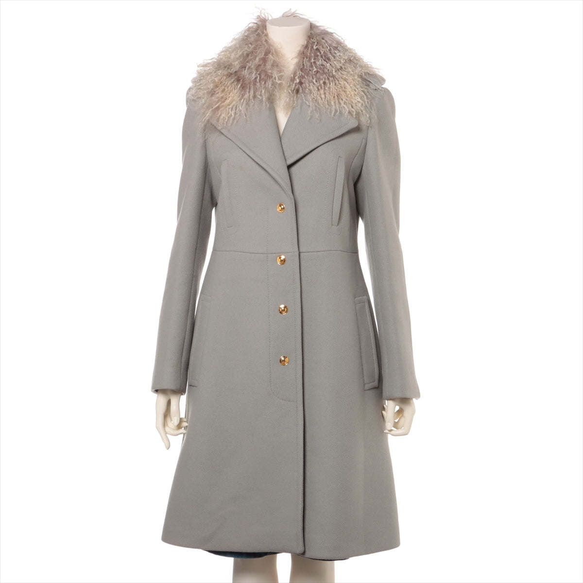 Gucci 11 years Cotton & Wool coats 42 Ladies' Grey  268437 Removable fur