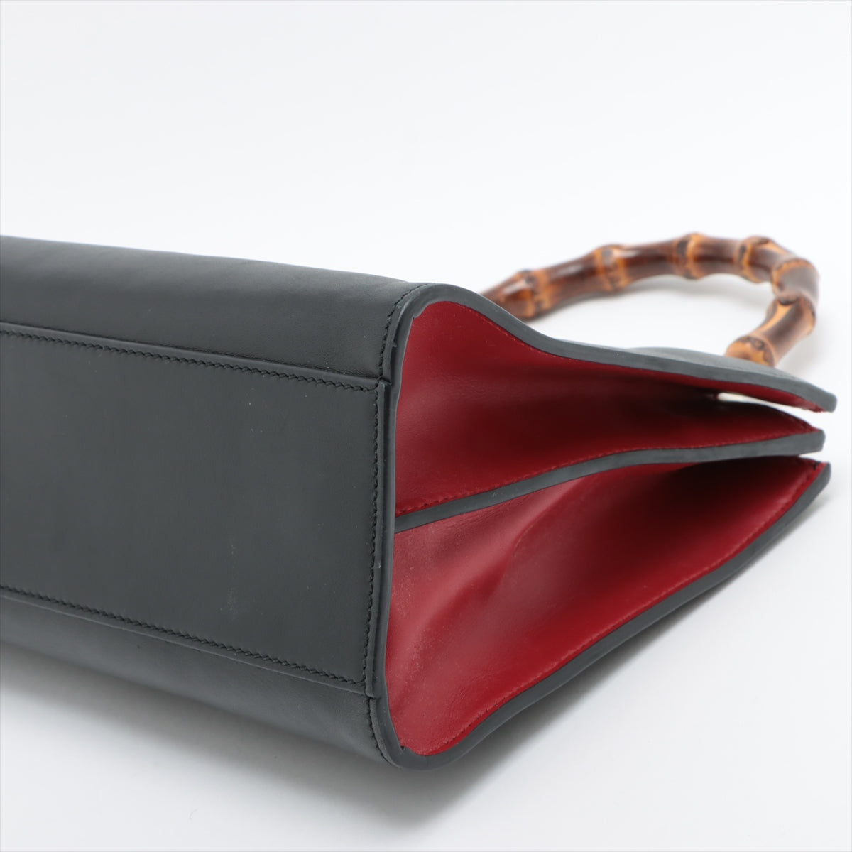 Gucci Bamboo Leather 2way handbag Red x Black 459076