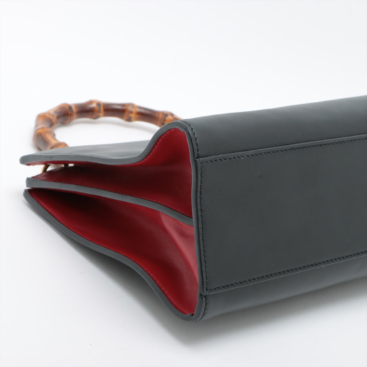 Gucci Bamboo Leather 2way handbag Red x Black 459076