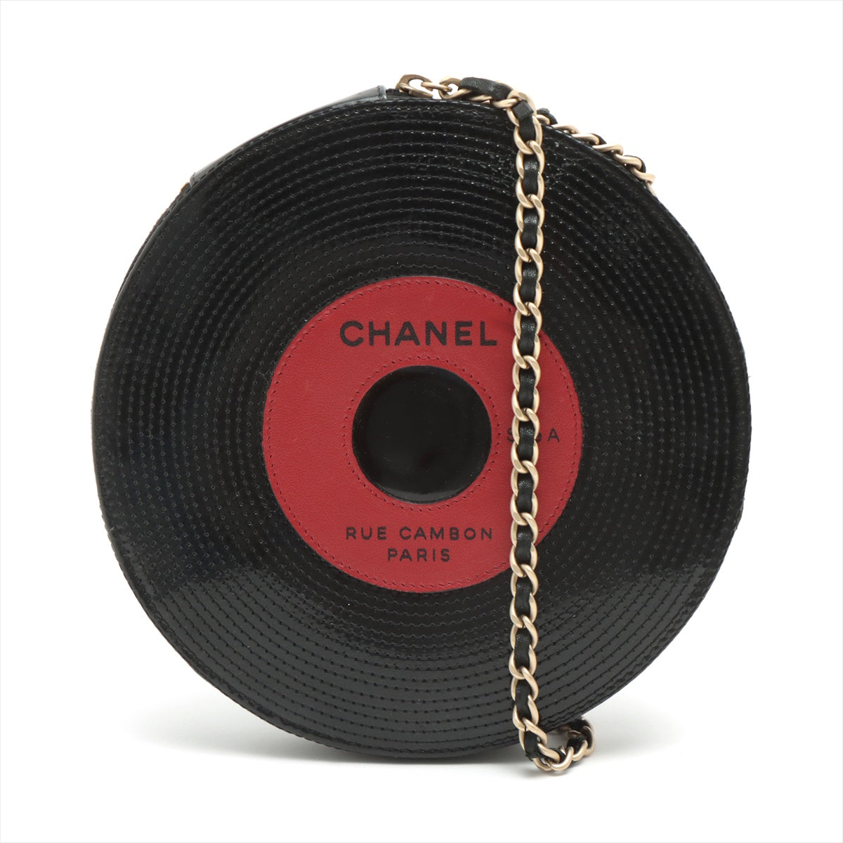 Chanel Logo Patent leather Chain shoulder bag Record Red x Black Gold Metal fittings 8XXXXXX
