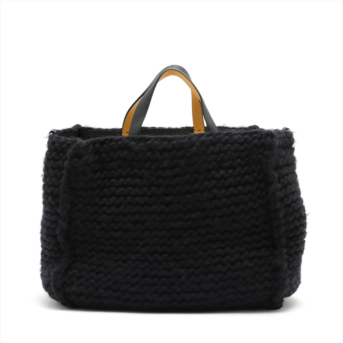 Fendi Wool & leather 2 way tote bag Black 7VA390