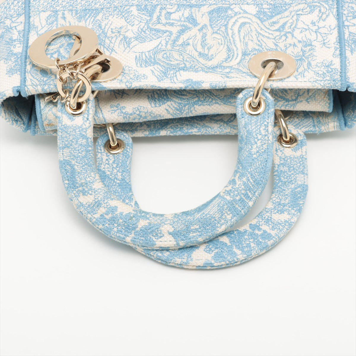 Christian Dior Lady Dior Toile Doo JUY Embroidery canvas 2way handbag Blue