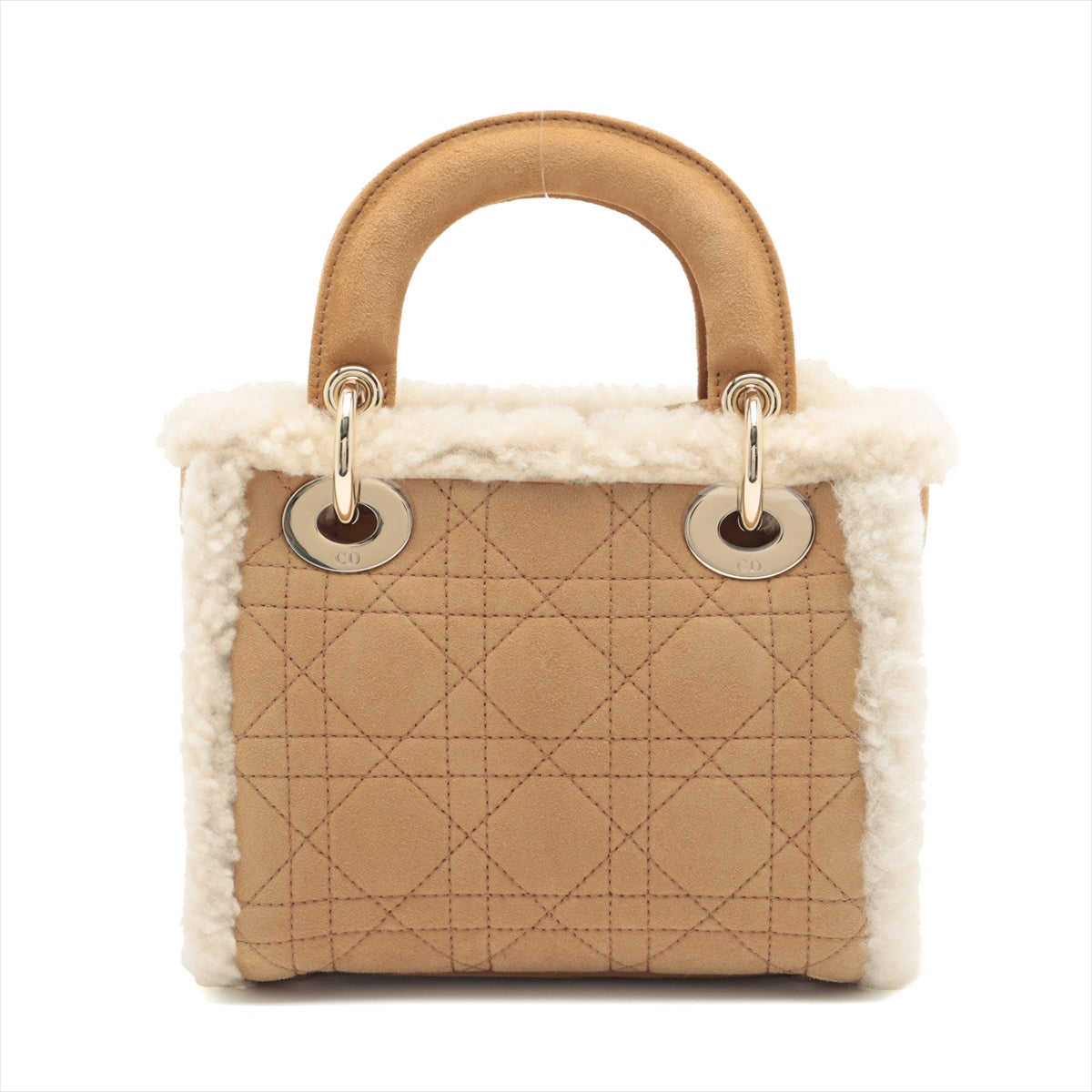 Christian Dior Lady Dior Mini Cannage Suede x sheepskin 2way handbag Beige